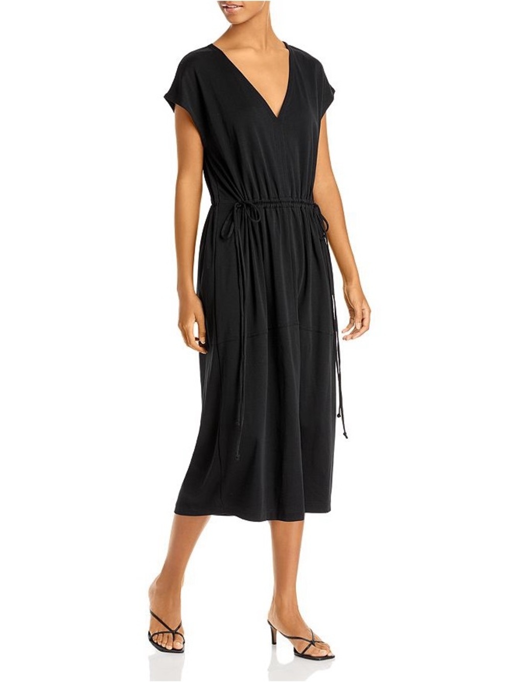 VINCE Popover V Neck Dress In Black